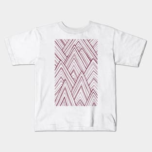 Stripe Mountains - Maroon Kids T-Shirt